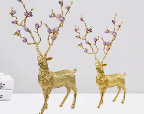 铜摆件梅花鹿轻奢简约现代家居桌面装饰品展示...