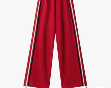 你好卡农 撞色双杠条束脚卫裤女新款宽松小个...