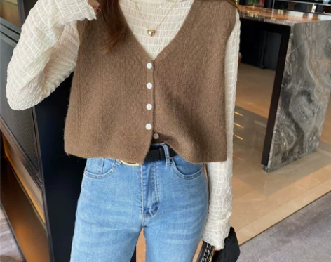 马甲背心针织开衫女春秋外搭2021年新款内...