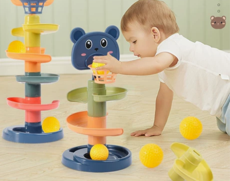 7层9.9秒宝宝益智趣味轨道滑球塔叠叠乐转...