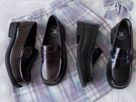 栗原熊 小方熊现货 圆方头jk制服鞋高跟/...