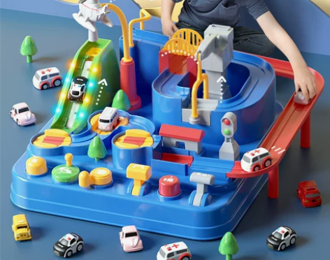 ?汽车闯关大冒险抖音同款小火车轨道玩具儿童...