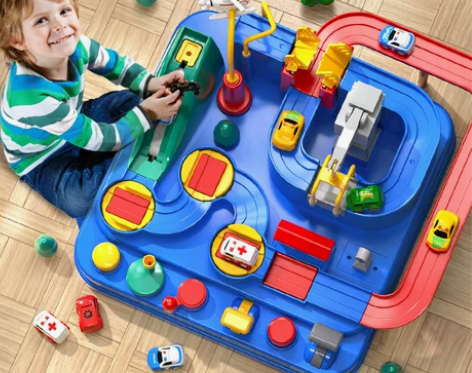 抖音益智小火车轨道车汽车闯关大冒险停车场儿...