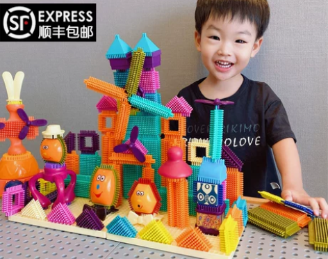 纽奇鬃毛积木拼装儿童益智玩具男孩3女孩6智...
