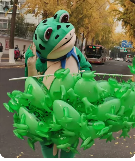 充气青蛙人偶服装网红癞蛤蟆卡通服装人穿行走...