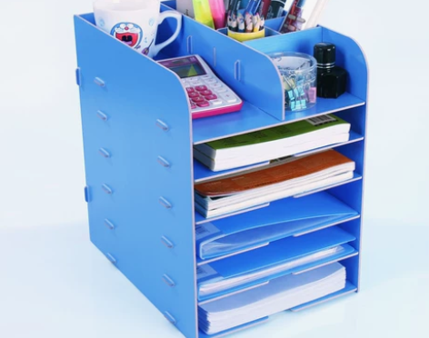 木质桌面收纳盒A4多层文件架子办公用品整理...