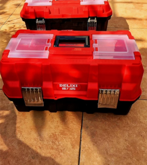 德力西折叠工具箱收纳盒柜家用手提式五金大号...