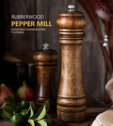 橡木黑胡椒粉研磨器转动研磨厨房工具美食摄影...