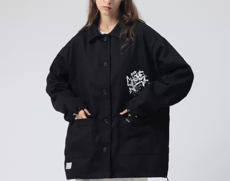 ZUOBEIKA国潮牌黑色工装外套女牛仔美...