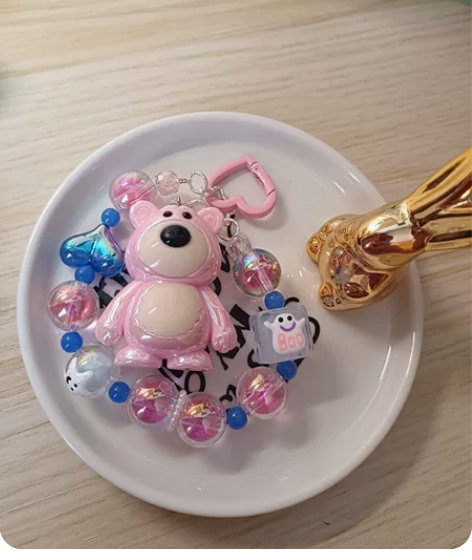 【手绘珠diy挂链】粉色 ins风小清新,...