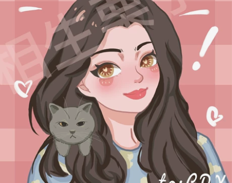 鸭鸭风Q版手绘头像蜡笔风可爱卡通情侣画像漫...