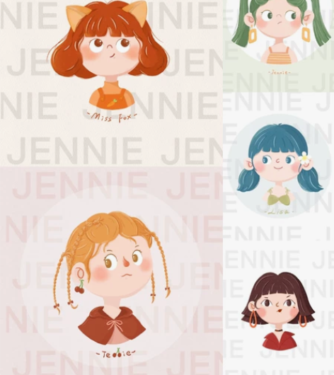 儿插风手绘头像，婚礼卡通人物设计，接单接单...