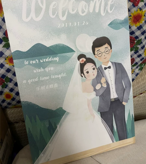 手绘插画 手绘头像 婚礼请柬 手绘半身像。...