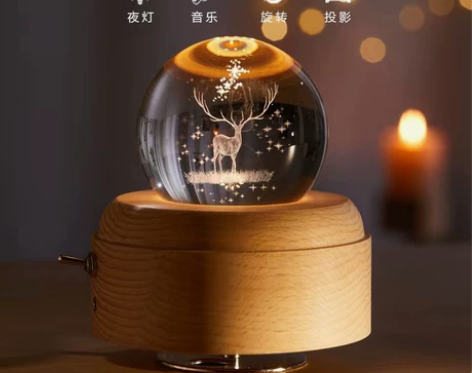 水晶球小夜灯 创意八音盒音乐盒天空之城冰雪...