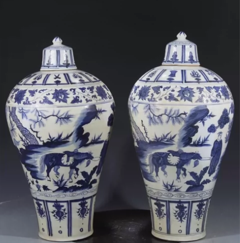 下乡收购的元青花满工绘画【萧何月下追韩信】...