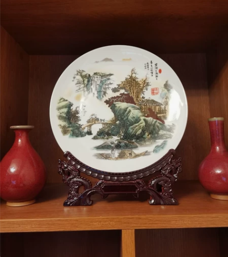 全新碧水山涧陶瓷摆件景德镇瓷盘摆件 景德镇...