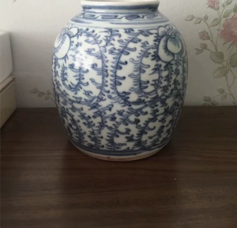 清代瓷器 嘉庆细路青花缠枝莲纹 太白罐 古...