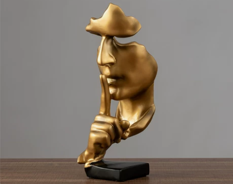 沉默是金酒柜装饰品办公室桌面抽象雕塑人物摆...