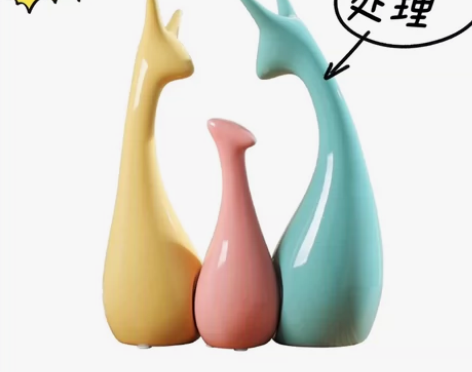 【低价处理】家居陶瓷摆件三口之家鹿客厅玄关...