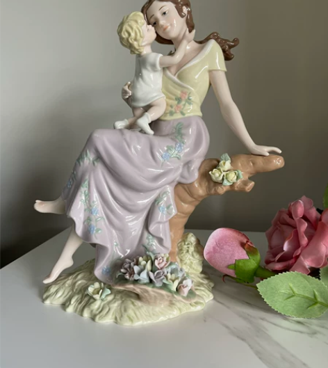 外贸出口西班牙雅致陶瓷母子时光瓷偶人物摆件...