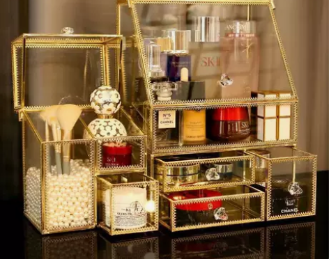 桌面化妆品收纳盒 护肤品化妆品收纳盒轻奢防...