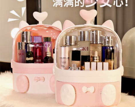 网红化妆品收纳盒卡通可爱少女心宿舍桌面防尘...