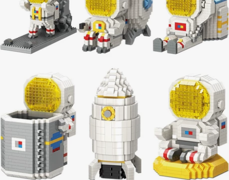 清仓！太空人宇航员笔筒微型小颗粒乐高积木拼...