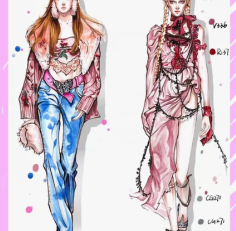 代画定制服装效果图款式图ps板绘手绘线稿作...