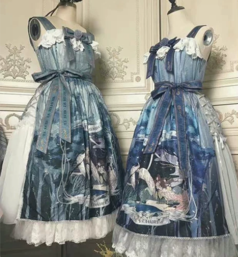 猫咪罗曼史 艾柯之声jsk 天青蓝侧开襟短...