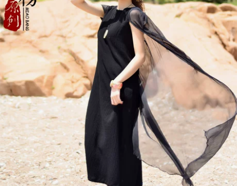 ?原创设计新款文艺复古民族风连衣裙夏季真丝...