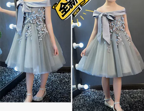 女童高端礼服主持表演节目走秀连衣裙 蓬蓬 ...