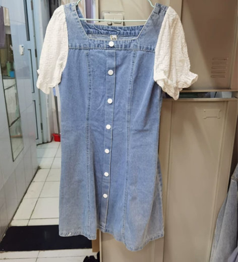 ?夏季短袖小个子显高微胖女生穿搭泡泡袖拼接...