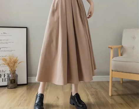 百褶半身裙春秋女长款2023新款气质休闲高...