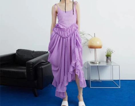 JNYLON独立设计师品牌立裁抽褶荷叶边开...