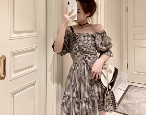 Sevi家 很仙的法国复古小众桔梗裙心机两...