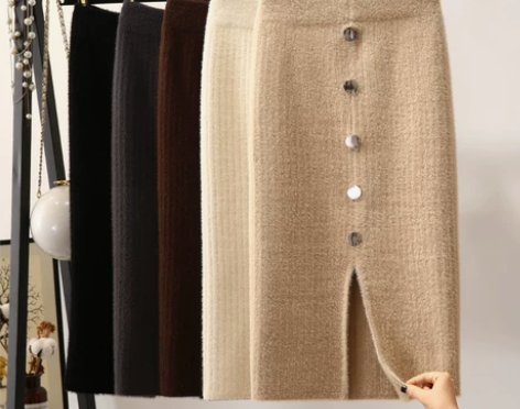 加厚针织半身裙一步裙女秋冬长裙2019新款...