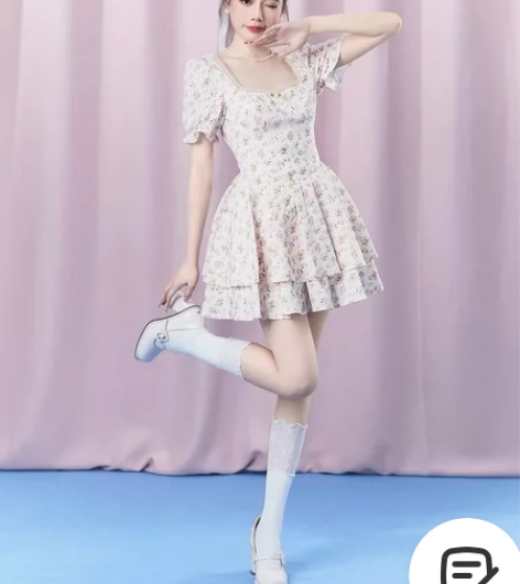 SISI酱 2023夏季新款甜美碎花蓬蓬裙...