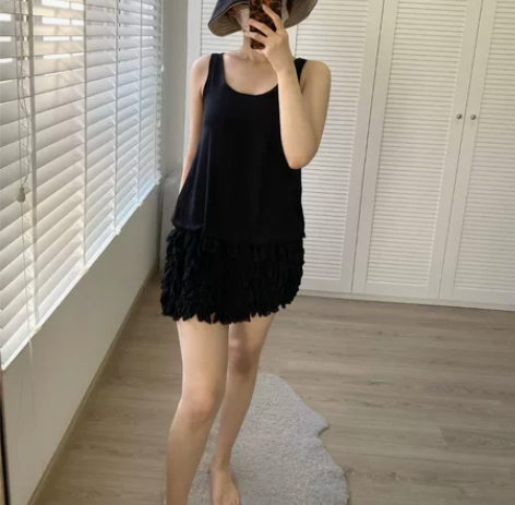 LeShop BLACK黑色背心可爱蛋糕裙...