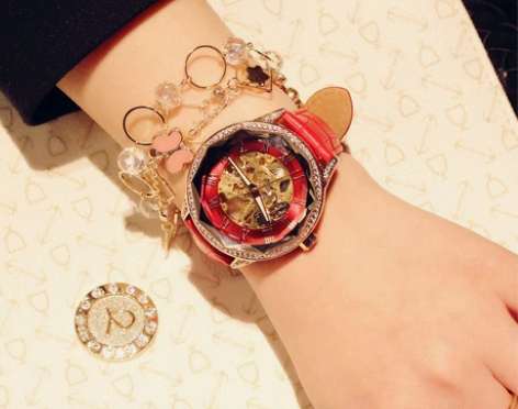 蒂玮娜镂空全自动女士机械表手表女表轻奢时尚...