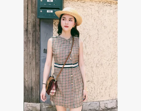 ?◆P.TREE◆斯旺西 英伦风格子丝绒拼...