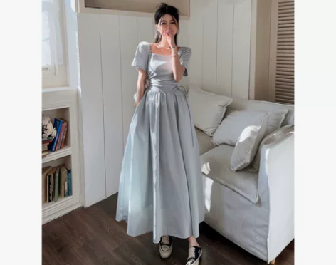 2023夏季新款极简风高腰显瘦裙子女镂空方...