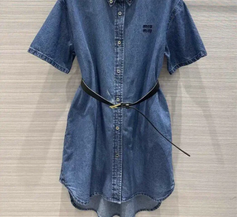 miumiu缪缪工装风牛仔衬衫连衣裙 mi...