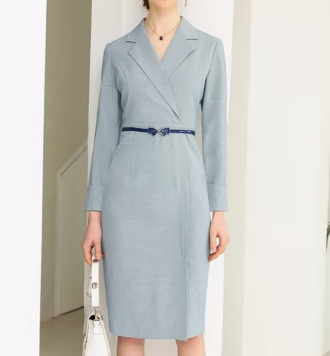 「包邮」2023年夏季轻熟风职业连衣裙中长...