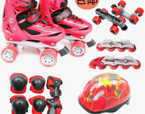 包邮正品二合一儿童可调溜冰鞋旱冰鞋单排轮成...