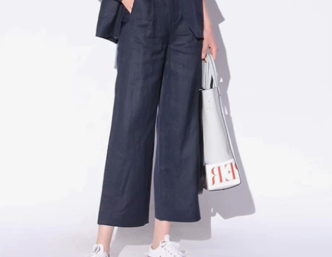 哥弟腰带亚麻休闲裤女阔腿裤，特卖会款，全新...