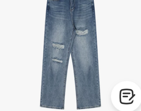 破洞老爹牛仔裤女装复古高腰阔腿直筒显瘦长裤...