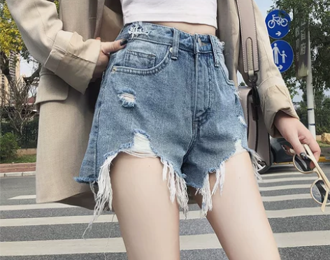 【狂欢价】高腰宽松泫雅牛仔短裤女夏网红同款...