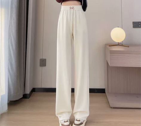全新针织阔腿裤女小个子2023春秋新款高腰...
