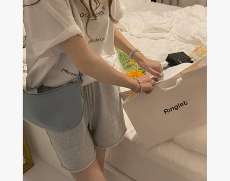 白水女 灰色直筒休闲裤女夏高腰薄款洋气时髦...