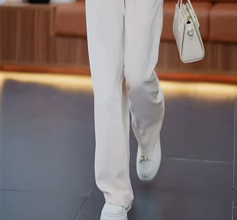 黑色窄版阔腿裤女2023新款夏季薄款高腰宽...